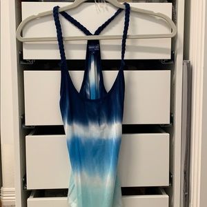 Ocean Drive Blue Tie Die Tank with braided Straps